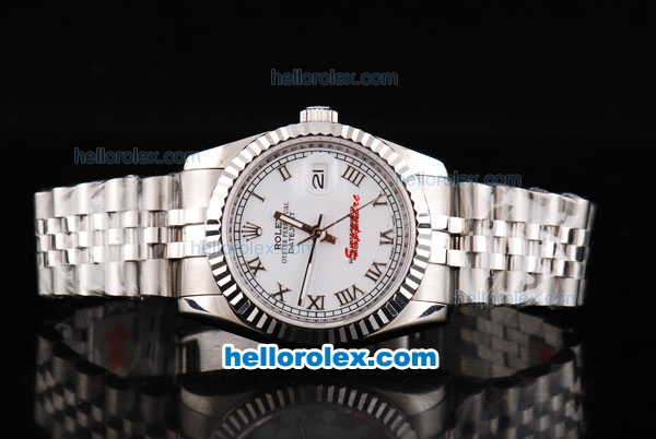 Rolex Datejust Automatic Movement White Dial with Silver Roman Markers and SS Strap - Click Image to Close